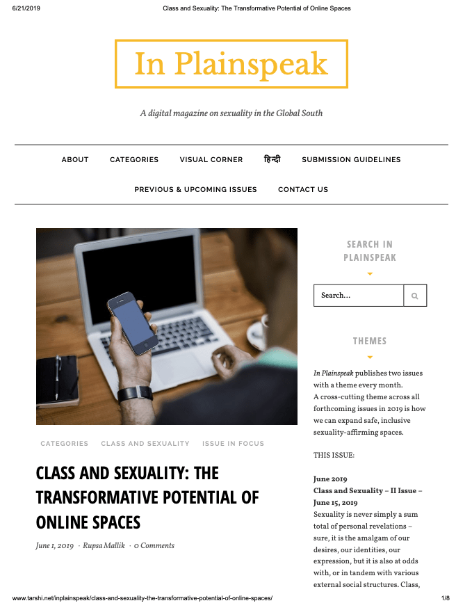 Class and Sexuality The Transformative Potential of Online Spaces